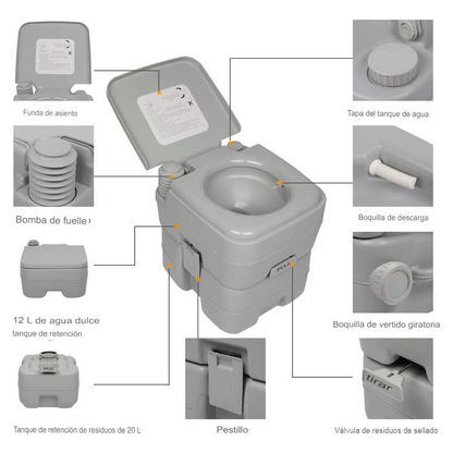 Baño químico portátil 20 litros camping